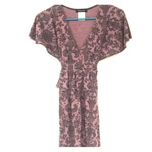 Purple paisley bell shoulder shirt